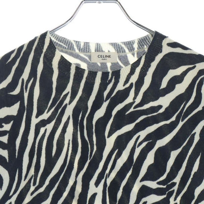 Celine Zebra Crew Neck Knit Sweater Black White