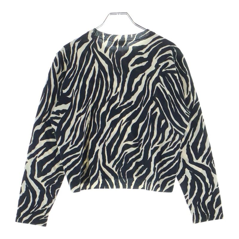Celine Zebra Crew Neck Knit Sweater Black White