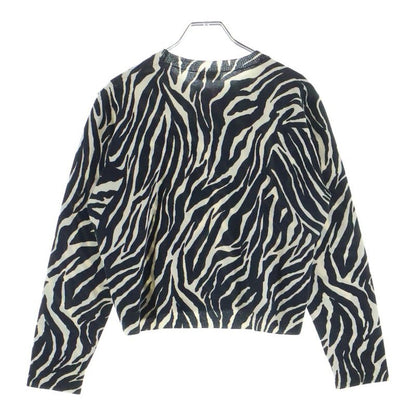 Celine Zebra Crew Neck Knit Sweater Black White
