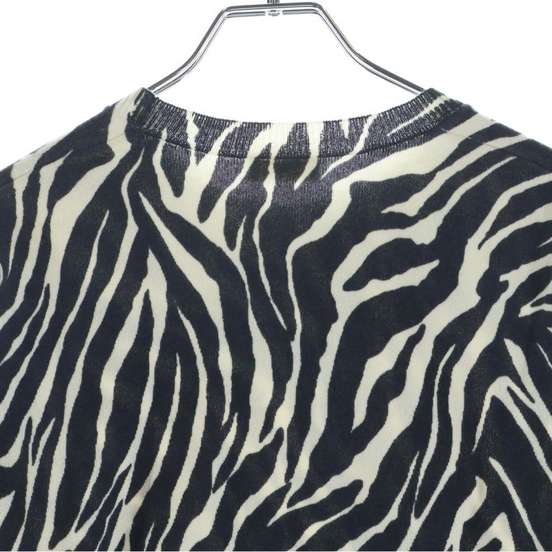 Celine Zebra Crew Neck Knit Sweater Black White