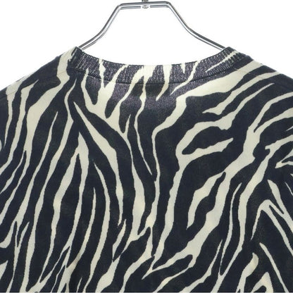 Celine Zebra Crew Neck Knit Sweater Black White
