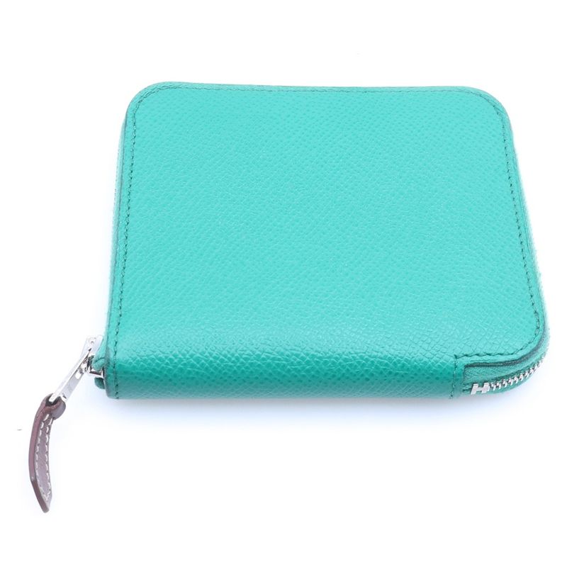 Hermes Azap Silk in Compact Wallet Mini Coin Case Epsom Green