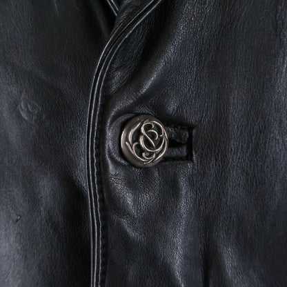 Chrome Hearts Leather Tailored Jacket with Floral Button Cross Patch