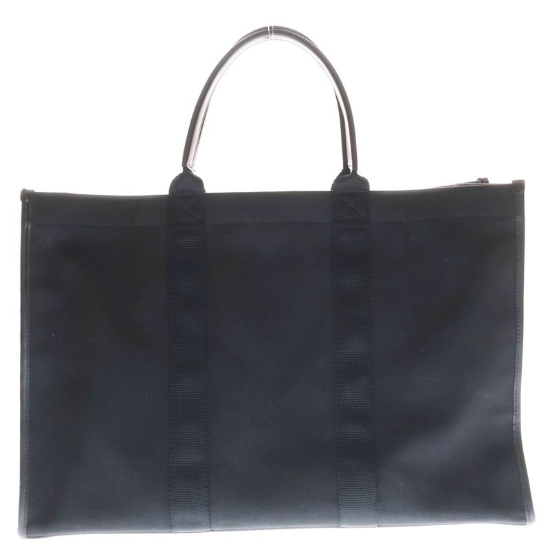 Balenciaga Leather Canvas Logo Print Tote Black