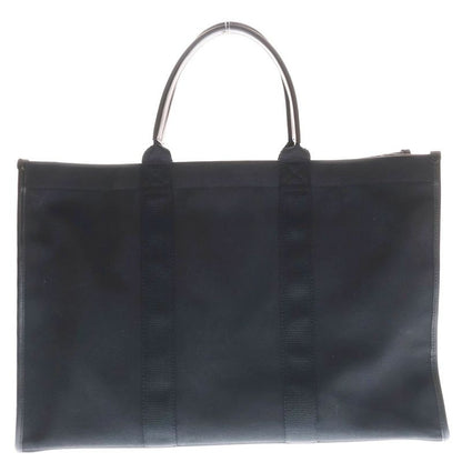 Balenciaga Leather Canvas Logo Print Tote Black
