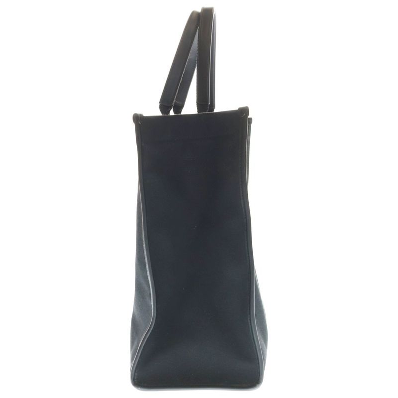 Balenciaga Leather Canvas Logo Print Tote Black