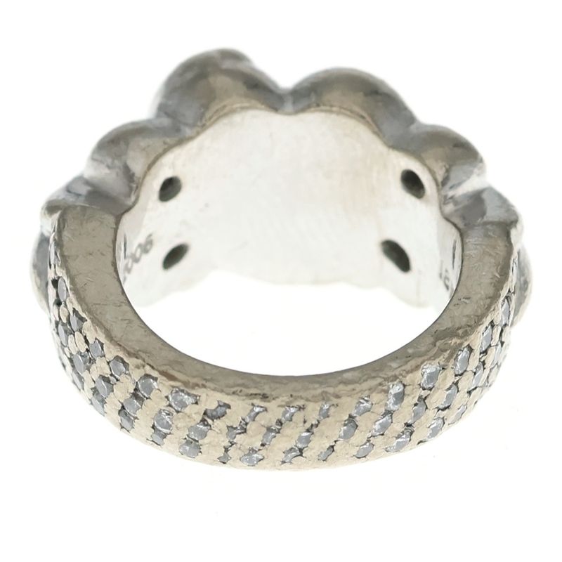 Chrome Hearts 18K Flrl Crs Hrt P Dia Floral Pave Diamond White Gold Ring