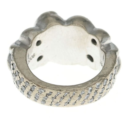 Chrome Hearts 18K Flrl Crs Hrt P Dia Floral Pave Diamond White Gold Ring