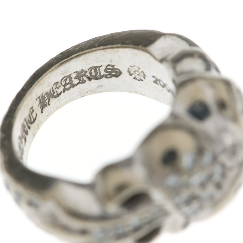 Chrome Hearts 18K Flrl Crs Hrt P Dia Floral Pave Diamond White Gold Ring