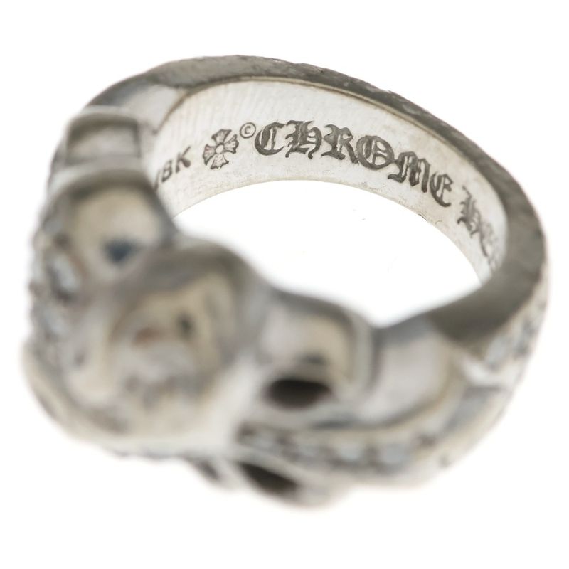 Chrome Hearts 18K Flrl Crs Hrt P Dia Floral Pave Diamond White Gold Ring