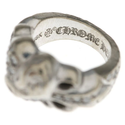Chrome Hearts 18K Flrl Crs Hrt P Dia Floral Pave Diamond White Gold Ring