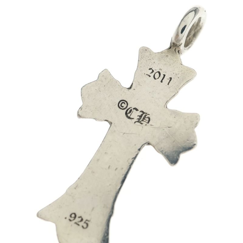 Chrome Hearts Dbl CH Crs Double Cross Charm Pendant Top Silver