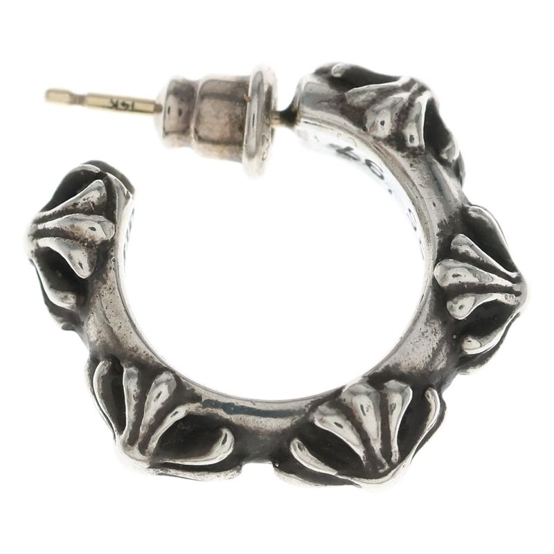 Chrome Hearts Hoop Cross Band Earrings Silver