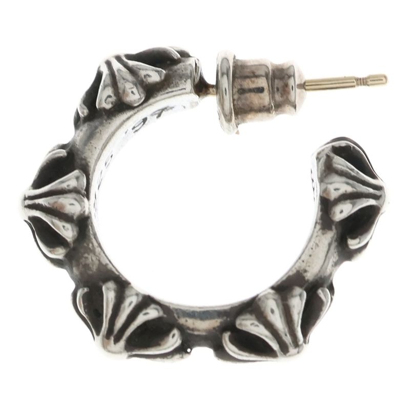 Chrome Hearts Hoop Cross Band Earrings Silver