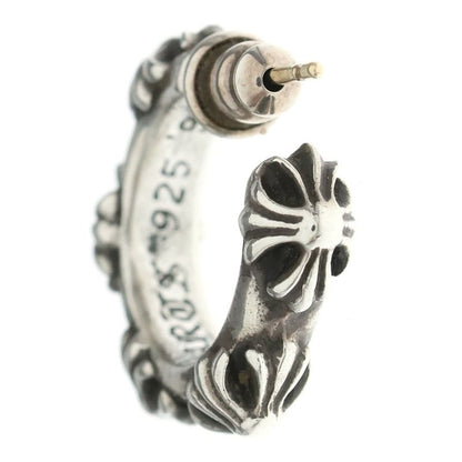 Chrome Hearts Hoop Cross Band Earrings Silver