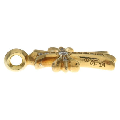 Chrome Hearts 22K Tny Crsf P Dia Tiny Fat Cross Pave Diamond Pendant Top Gold