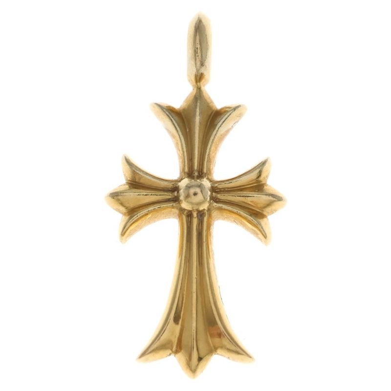 Chrome Hearts 22K Tny Crsf P Dia Tiny Fat Cross Pave Diamond Pendant Top Gold