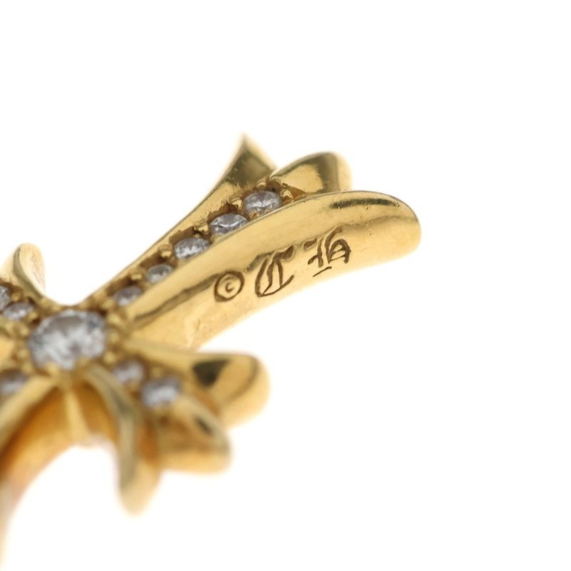 Chrome Hearts 22K Tny Crsf P Dia Tiny Fat Cross Pave Diamond Pendant Top Gold