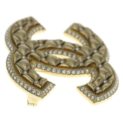 Chanel CC Logo Quilted Brooch Pin Badge Gold