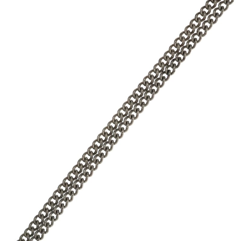 Chanel Camellia CC Logo Necklace Pendant Chain Silver
