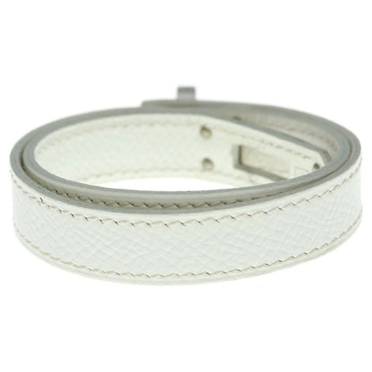 Hermes Kelly Double Tour Bracelet White Leather Silver