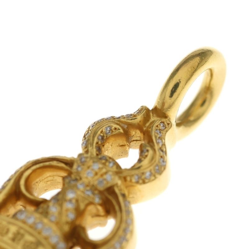 Chrome Hearts 22K Dbl Dagger P Dia Pave Diamond Necklace Top Gold