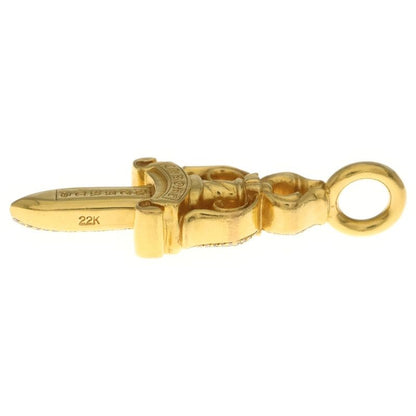 Chrome Hearts 22K Dbl Dagger P Dia Pave Diamond Necklace Top Gold
