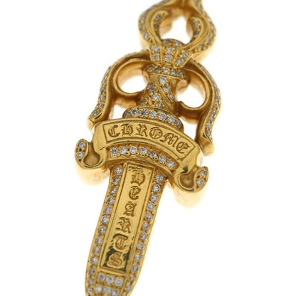 Chrome Hearts 22K Dbl Dagger P Dia Pave Diamond Necklace Top Gold