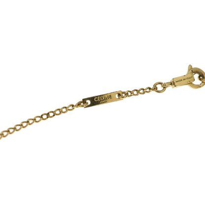Celine Triomphe Rhinestone Necklace Pendant Chain Gold
