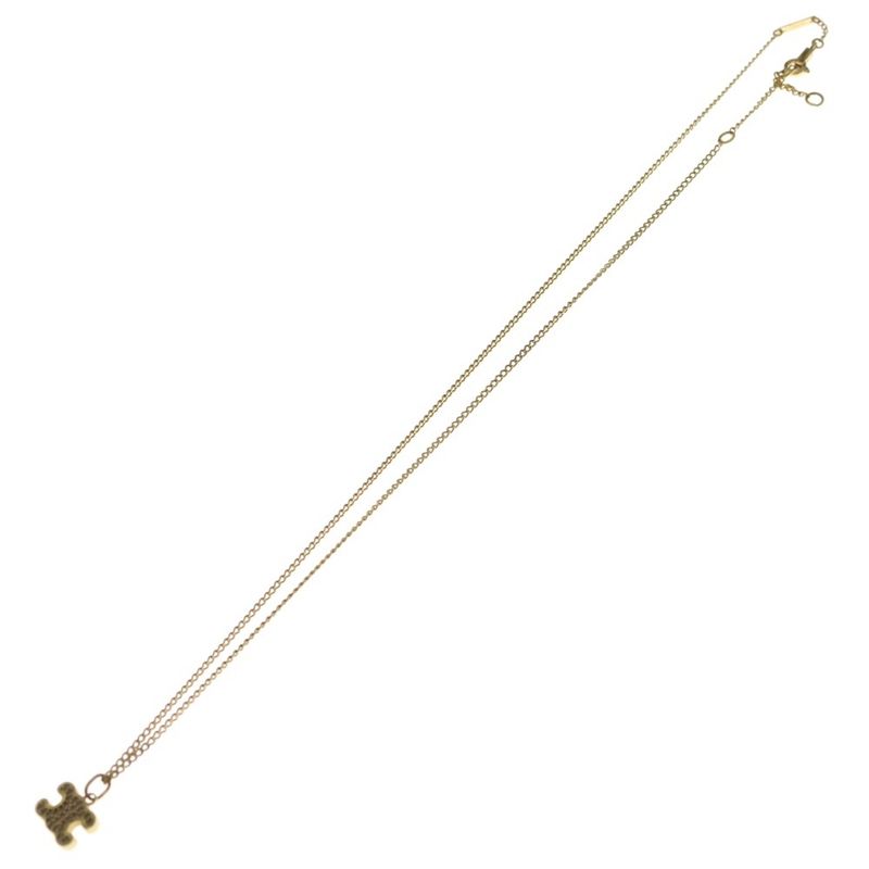 Celine Triomphe Rhinestone Necklace Pendant Chain Gold