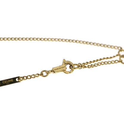 Celine Triomphe Rhinestone Necklace Pendant Chain Gold