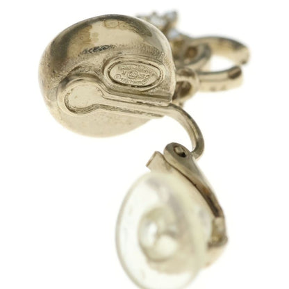 Chanel CC Logo Pearl Flower Motif Earrings White Gold