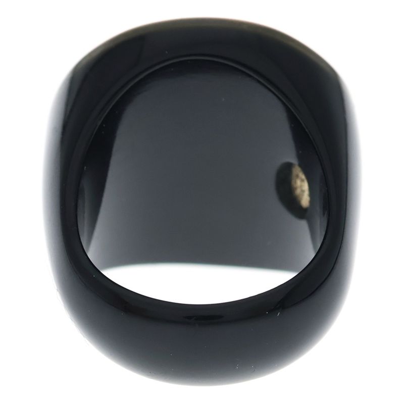 Chanel CC Logo Rhinestone Round Ring Black Pink