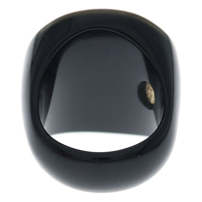 Chanel CC Logo Rhinestone Round Ring Black Pink