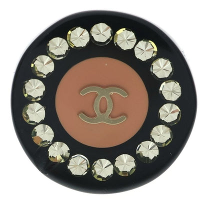 Chanel CC Logo Rhinestone Round Ring Black Pink