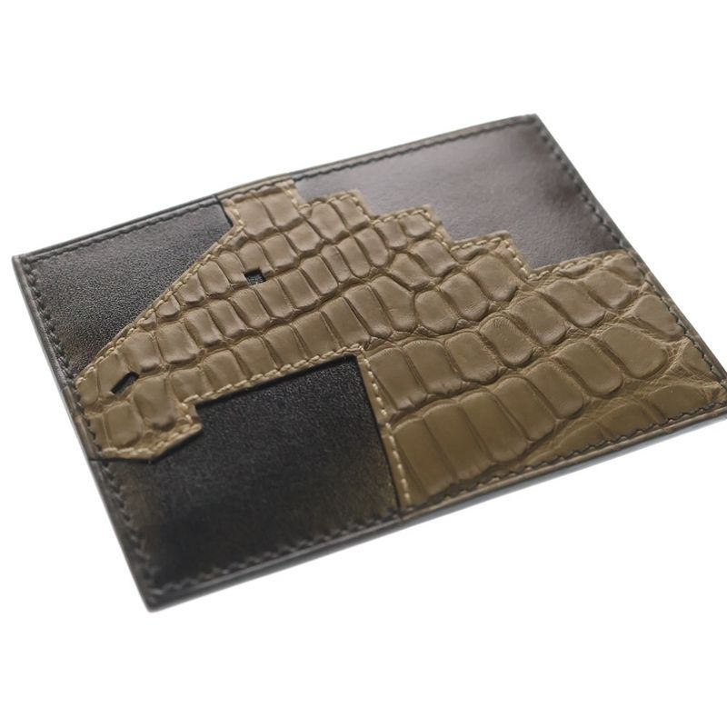 Hermes Cheval Picto Leather Card Case Black