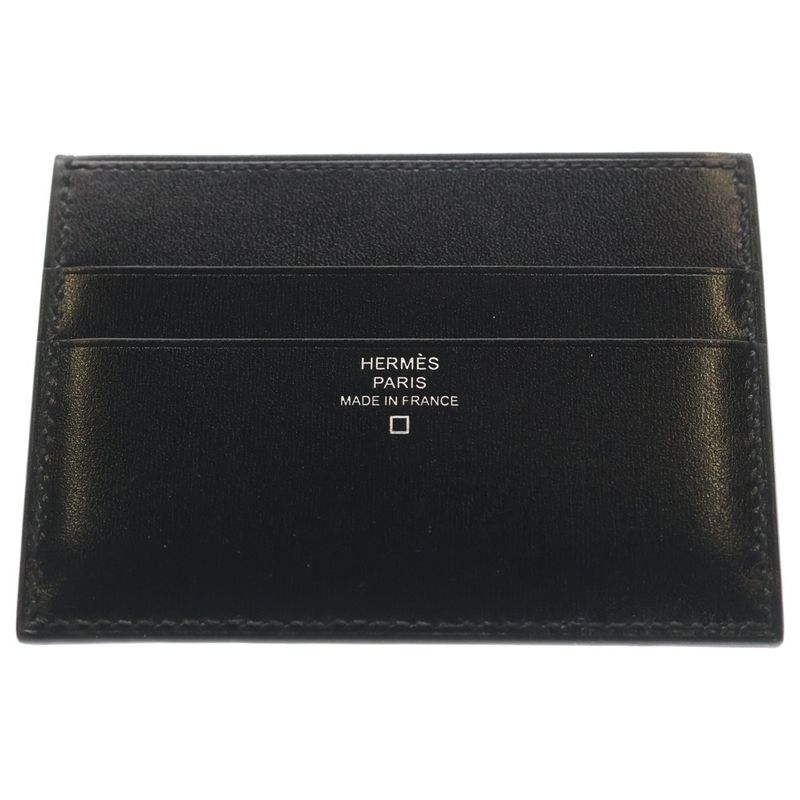 Hermes Cheval Picto Leather Card Case Black
