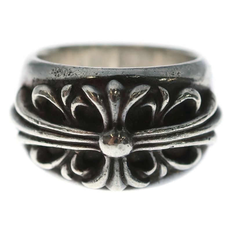 Chrome Hearts Flrl Crs Floral Cross Ring Silver