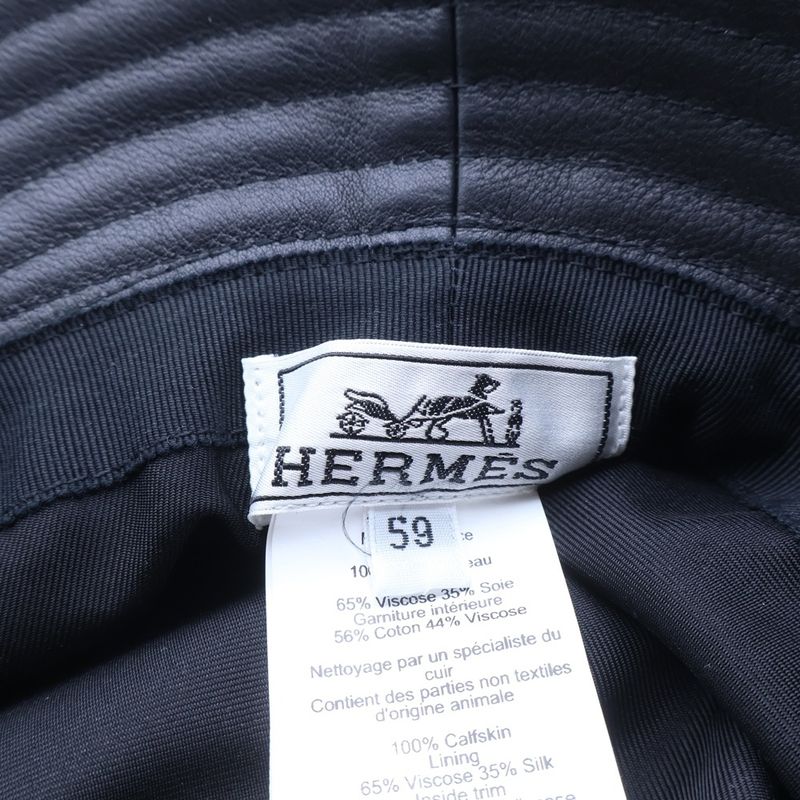 Hermes Cow Leather Bucket Hat Black