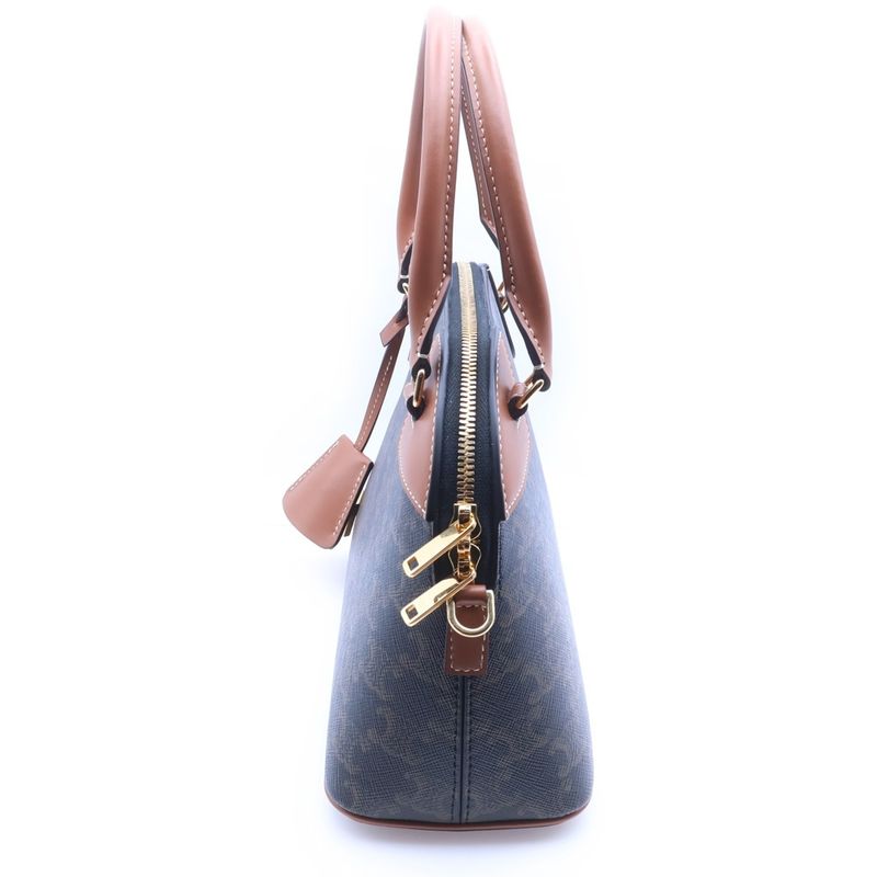 Celine Triomphe Small Bowling 2-Way Shoulder Bag Brown Leather Gold