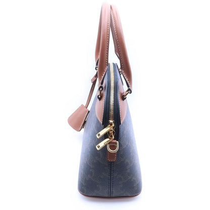 Celine Triomphe Small Bowling 2-Way Shoulder Bag Brown Leather Gold