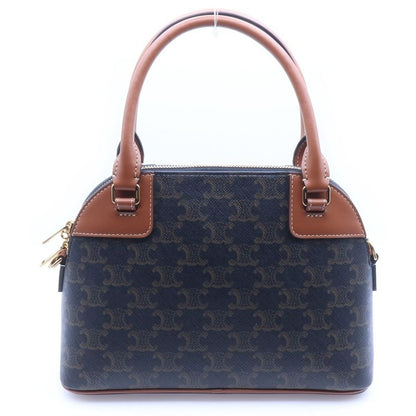 Celine Triomphe Small Bowling 2-Way Shoulder Bag Brown Leather Gold