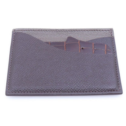 Hermes Petit Ash Natural History Leather Card Case Fixed Era Brown