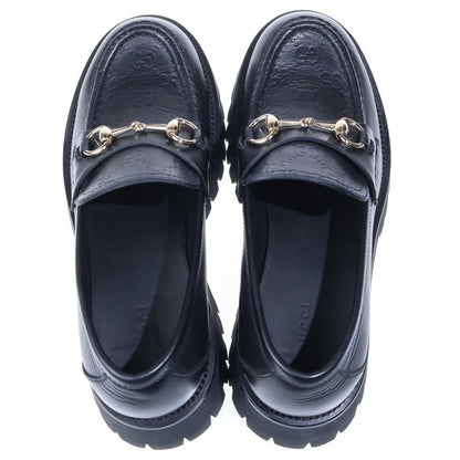 Gucci GG Embossed Horsebit Leather Loafers Black
