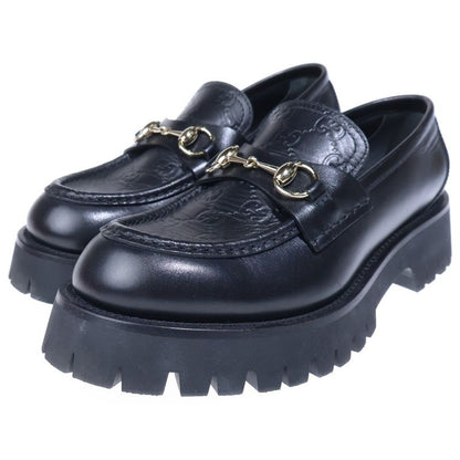 Gucci GG Embossed Horsebit Leather Loafers Black