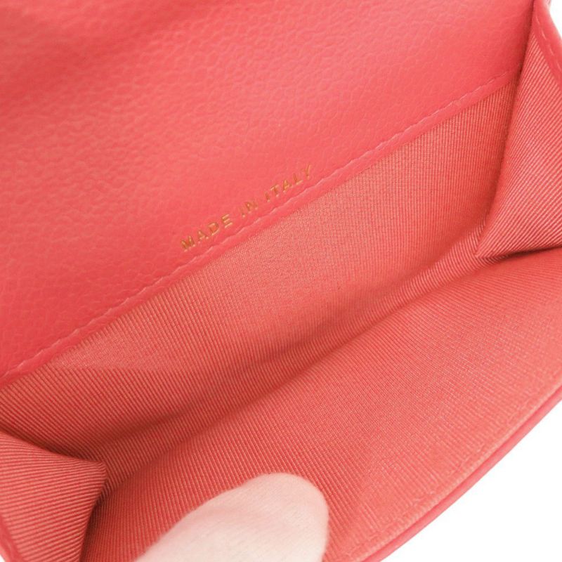 Chanel Quilted CC Logo Caviar Leather Gold Pink Card Case