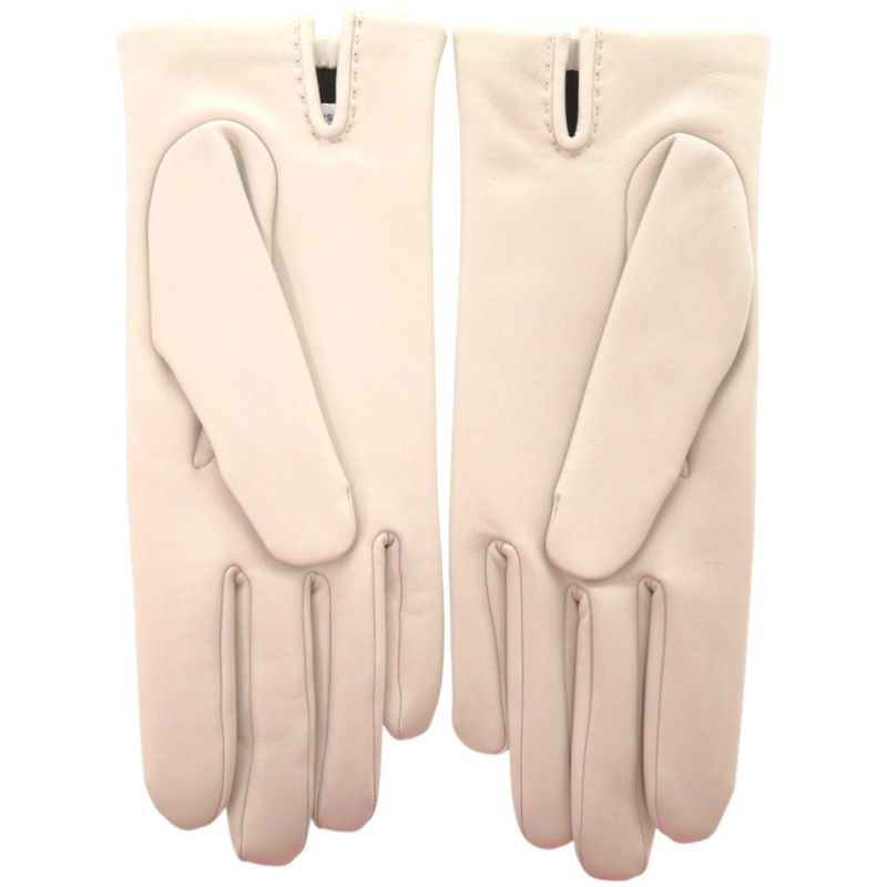 Hermes Gloves Chaine D'ancre Lambskin Silk Pearl Gray Graypink