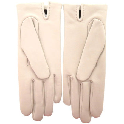 Hermes Gloves Chaine D'ancre Lambskin Silk Pearl Gray Graypink
