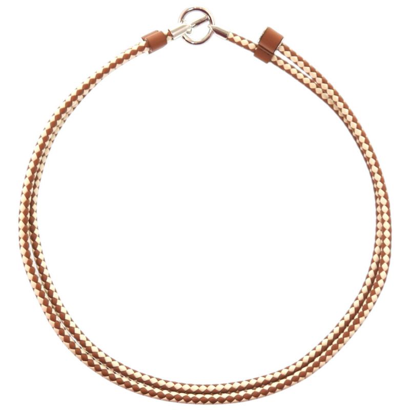 Hermes Glenan Leather Metal Brown White
