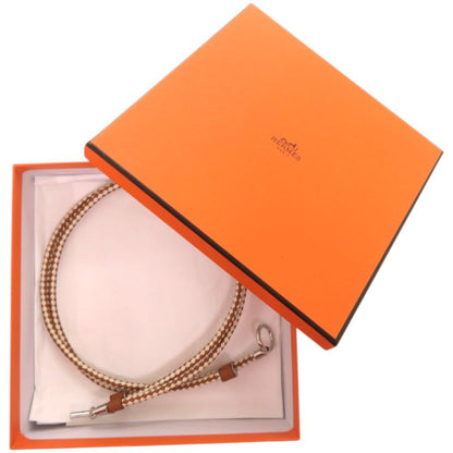 Hermes Glenan Leather Metal Brown White